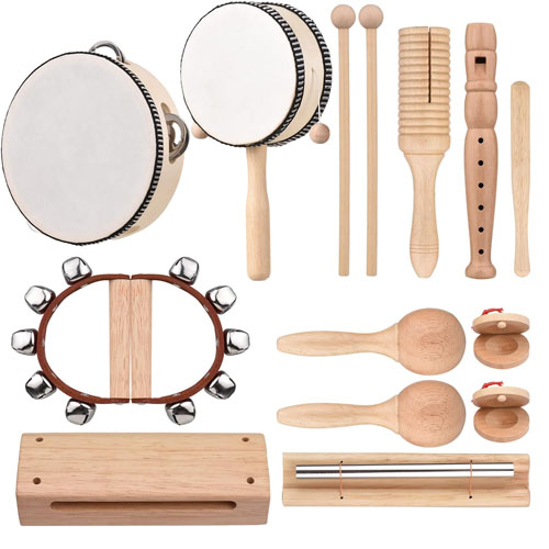 Set de 9 instrumentos musicales de madera